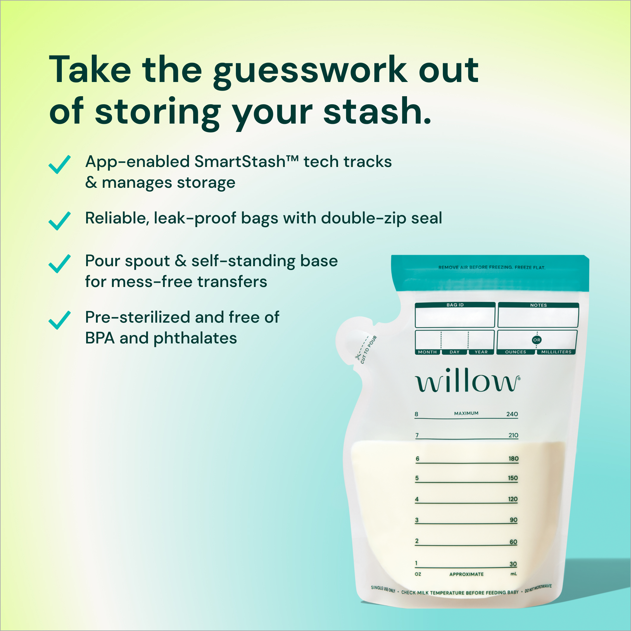 Willow Breast Milk Storage Bags.