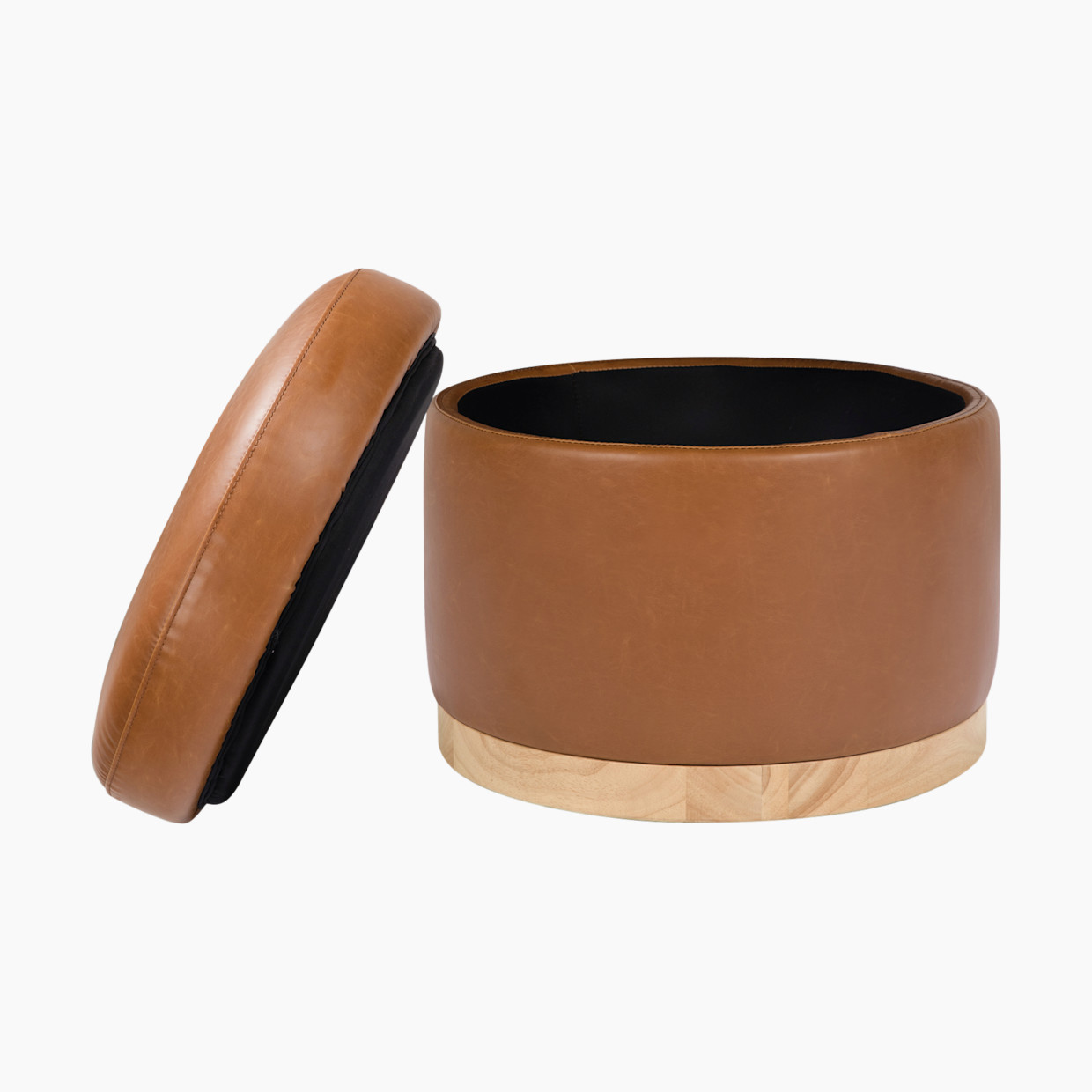 babyletto Naka Storage Ottoman - Pu Tan Leather/Light Base.