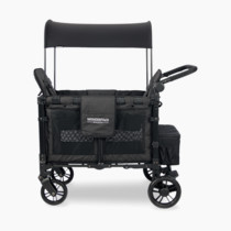WONDERFOLD W2 Elite Stroller Wagon (2 Seater) - Collapsible Wagon Stroller with Seats with 5-Point Harnesses, Adjustable Push Handle, and Adjustable Sun Canopy, Elite Black
