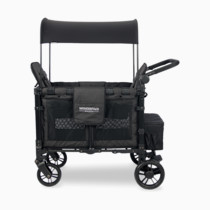 WONDERFOLD W2 Elite Stroller Wagon (2 Seater) - Collapsible Wagon Stroller with Seats with 5-Point Harnesses, Adjustable Push Handle, and Adjustable Sun Canopy, Elite Black