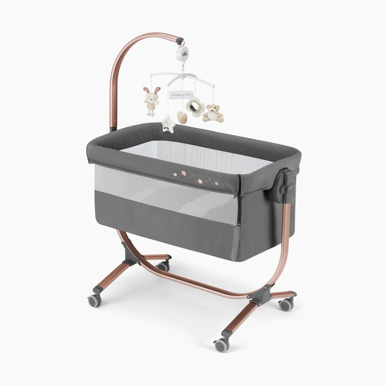 Sorelle Cullami Bassinet and Co-Sleeper - Rose Gold/Gray.