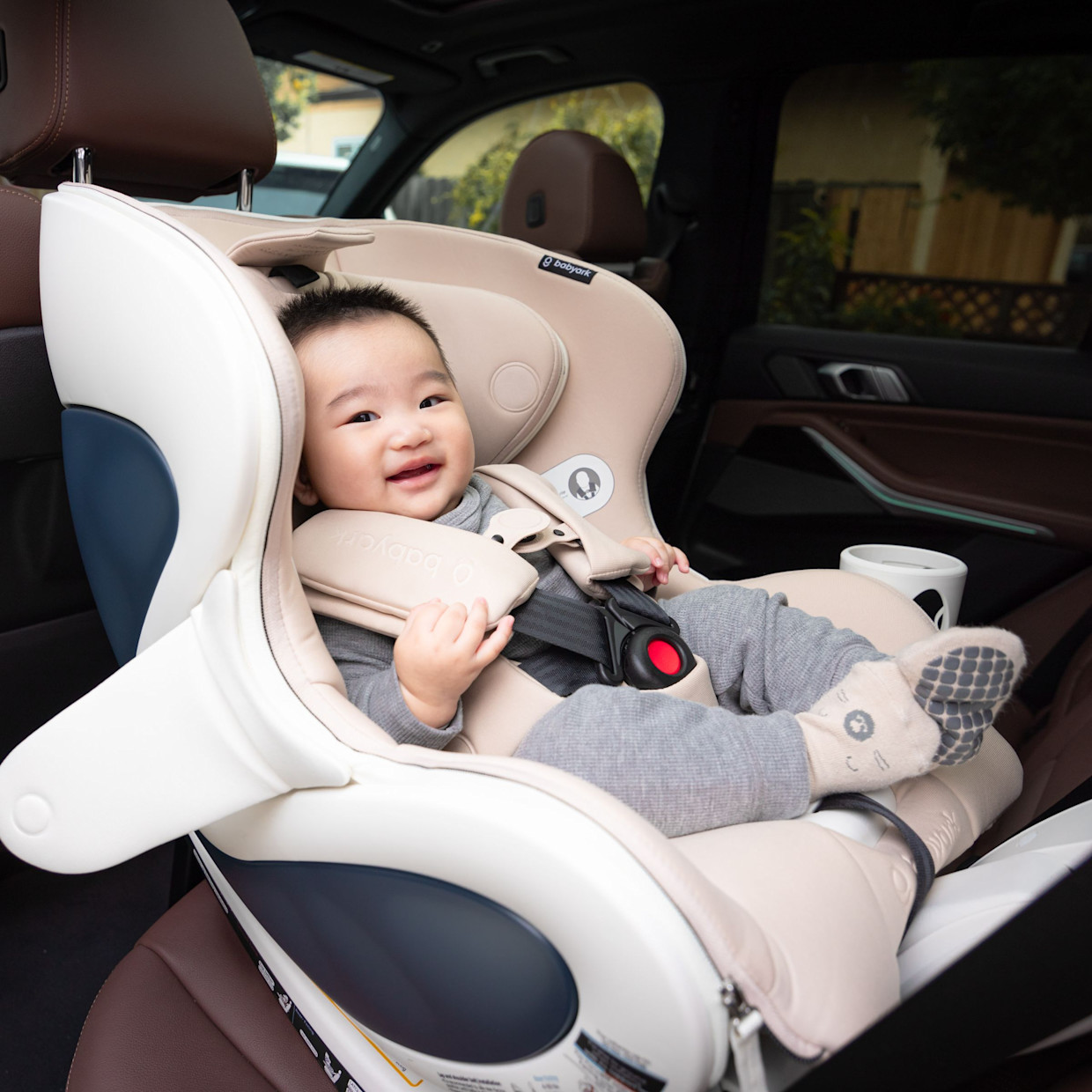 babyark Smart Convertible Car Seat - Eggshell White/Moonlight.