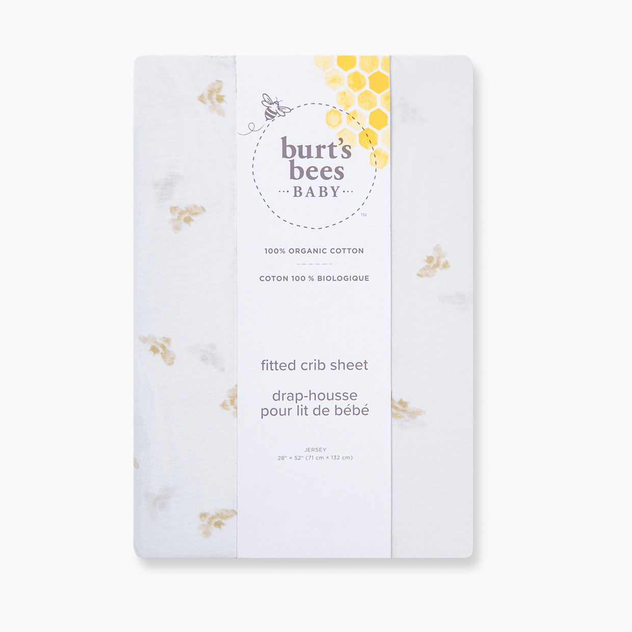 Burt's Bees Baby Organic Cotton Jersey Fitted Crib Sheet - Tan Bee, 1.
