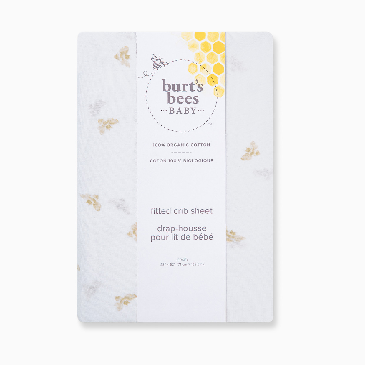Burt's Bees Baby Organic Cotton Jersey Fitted Crib Sheet - Tan Bee, 1.
