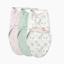 SwaddleMe by Ingenuity Original Swaddle with Easy-Change, 100% Cotton, Improves Sleep & Calms Startle Reflex, 0-3 Months, 3-Pack - Peekaboo Panda