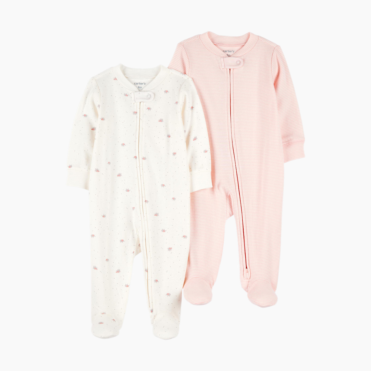 Carter's 2-Way Zip Cotton Sleep & Plays (2 Pack) - Cream, Newborn.