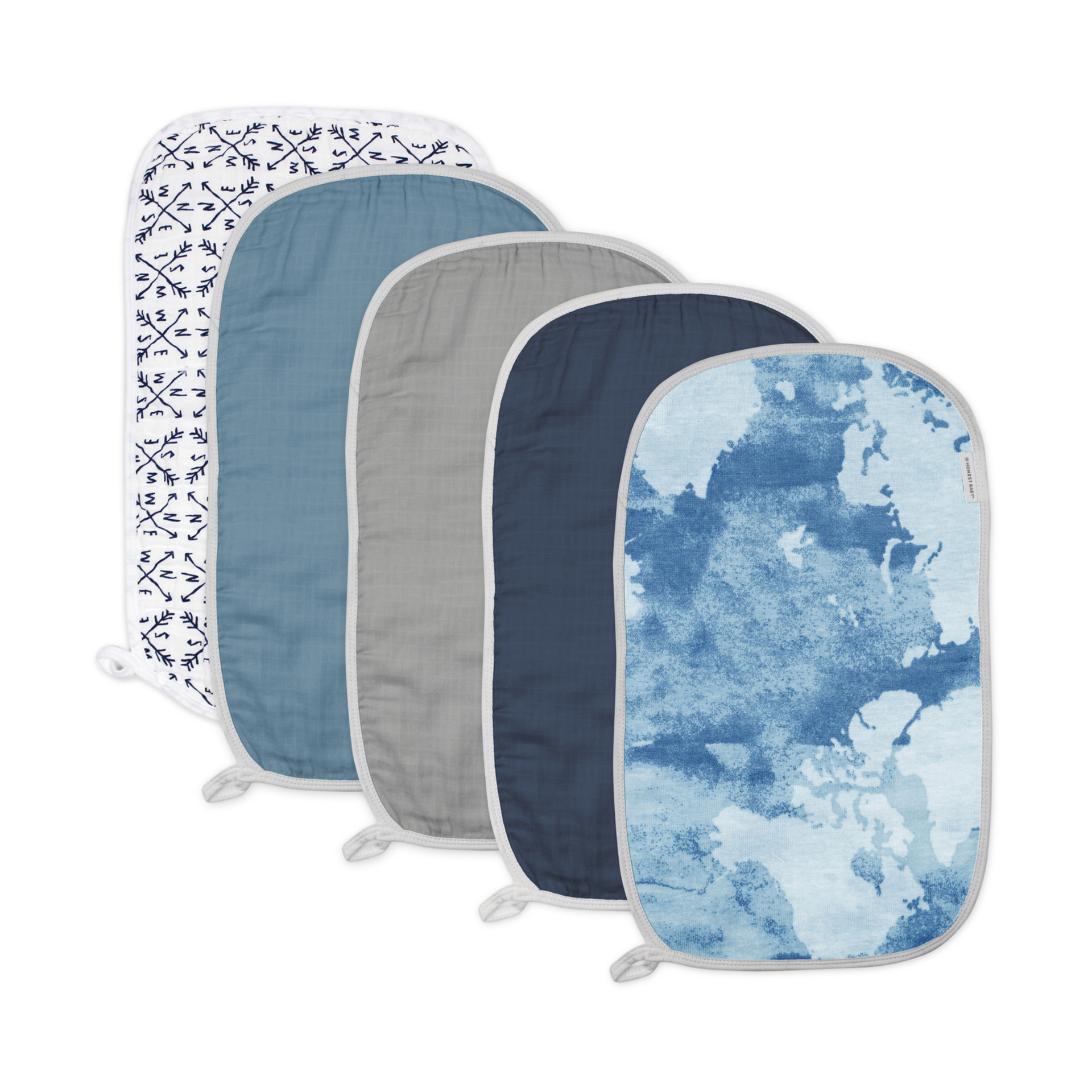 Honest Baby Clothing 5Pack Organic Cotton Multilayer Woven Burp