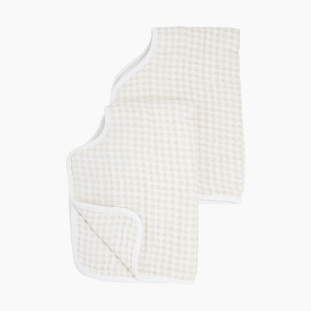 Little Unicorn Cotton Muslin Burp Cloth (2 Pack) - Tan Gingham.
