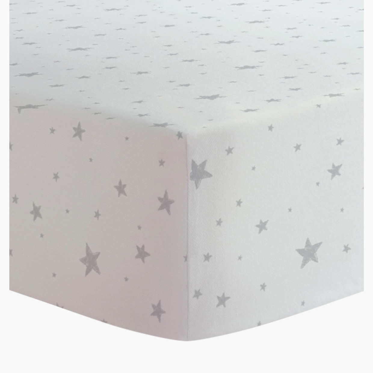 Kushies Cotton Flannel Crib Sheet - Grey Scribble Stars.