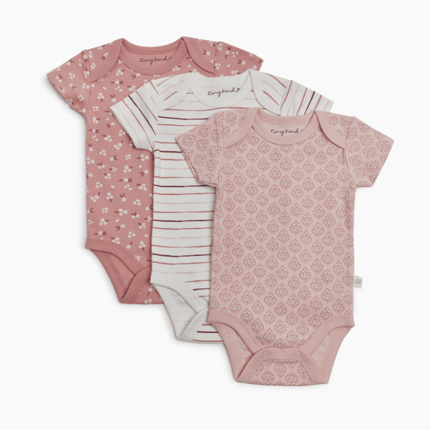 Tiny Kind 3 Pack Assorted Bodysuits - Assorted Pinks, 3-6 M.