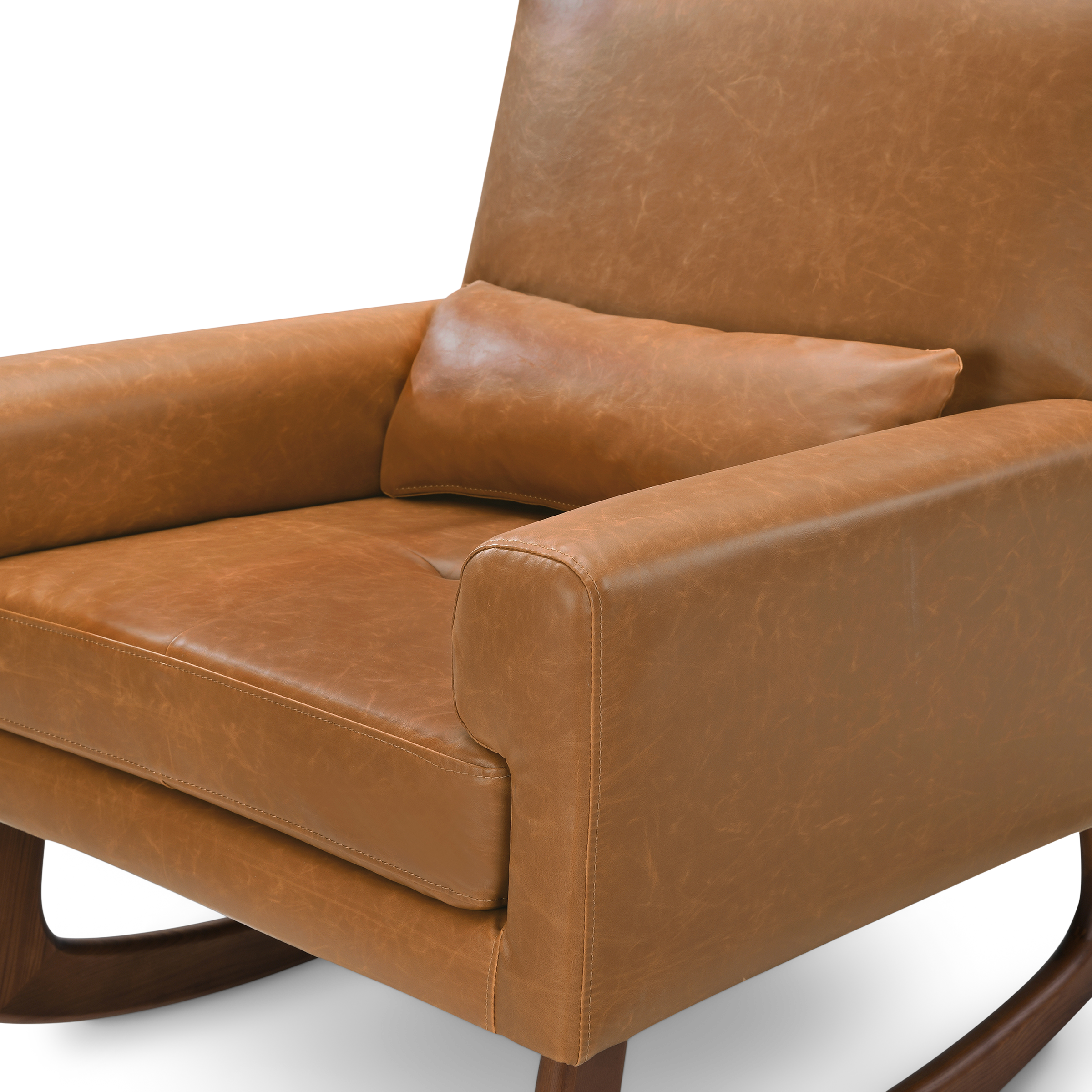 Nursery Works Sleepytime Rocker - Pu Tan Leather/Walnut Legs.