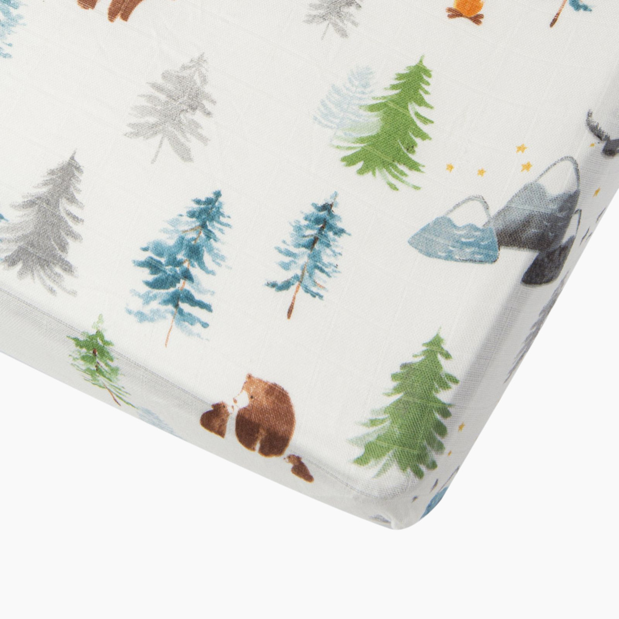 Loulou Lollipop Cotton & Bamboo Fitted Crib Sheet - Adventure Begins.