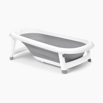OXO TOT Splash & Store Bathtub | Baby Bathtub | Newborn Baby Essentials | for Keeping Bathtime Secure & Tidy | 0-18 Months | Tub Folds Flat for Compact Storage