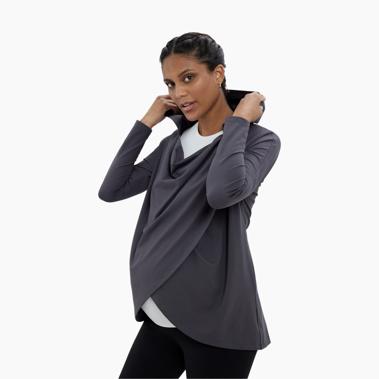 Ingrid and Isabel Active Wrap Sweatshirt - Asphalt, S.