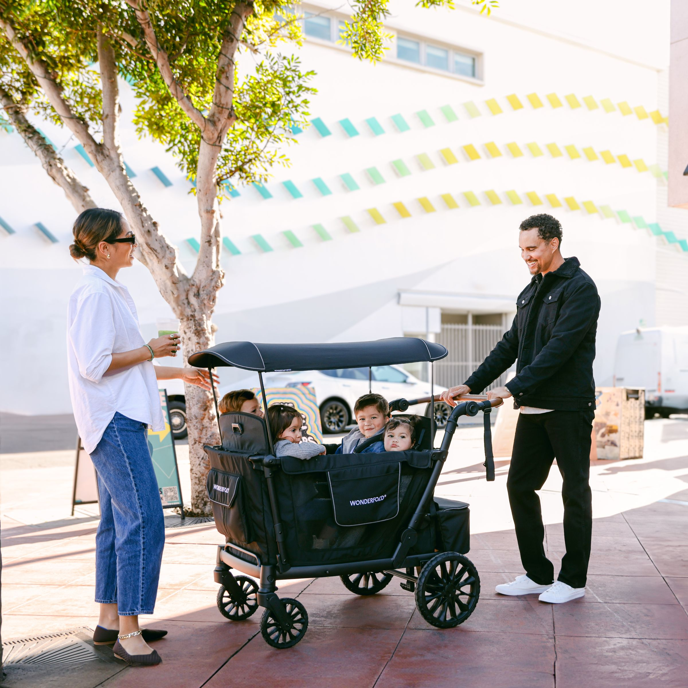 WonderFold Wagon L4 Quad Stroller Wagon - Black.