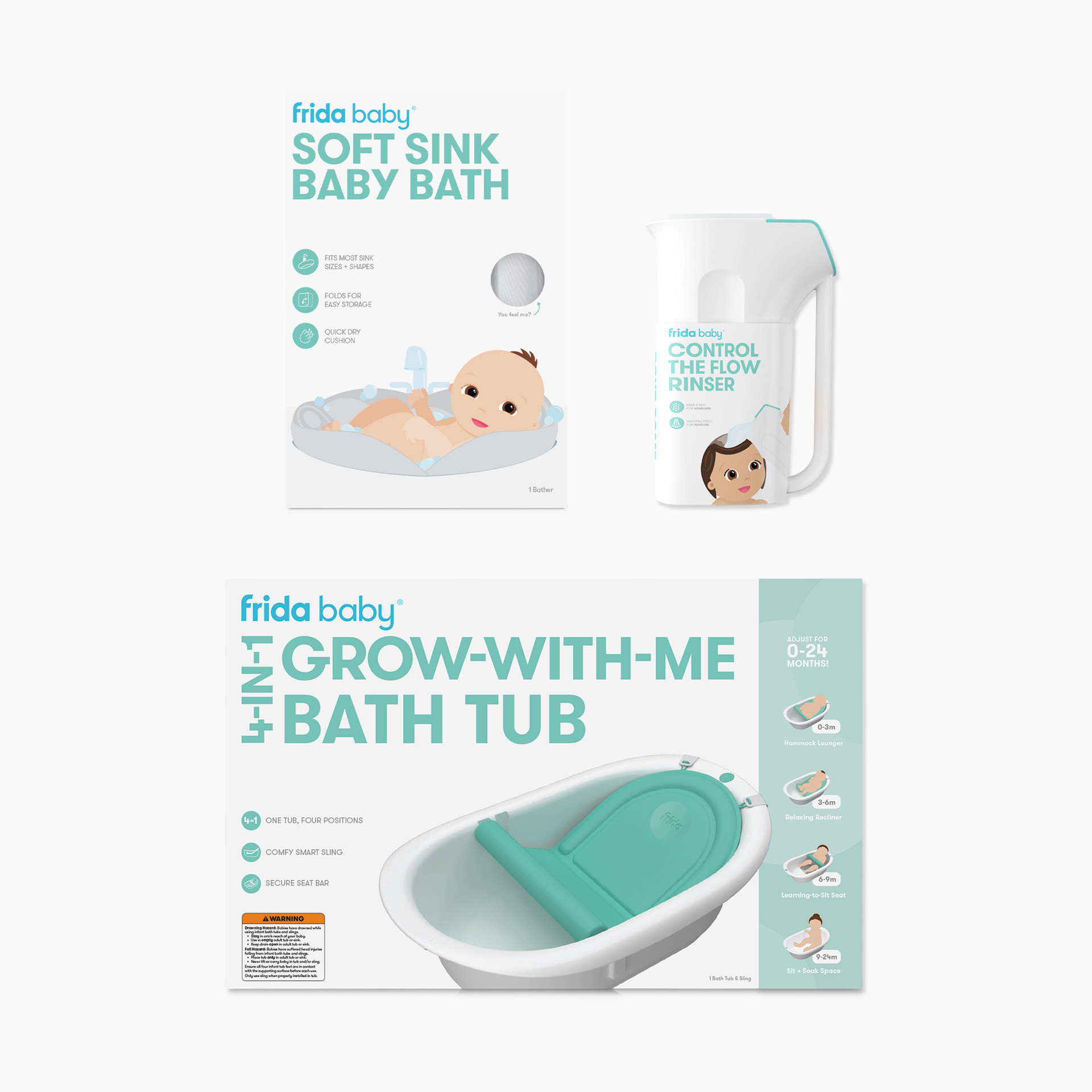 New Soft Sink Baby Bath by Frida Baby Easy to Clean Baby Bathtub +