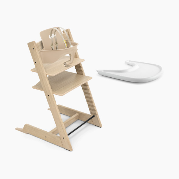 Stokke Tripp Trapp High Chair + Tray Bundle - Oak Natural/White.