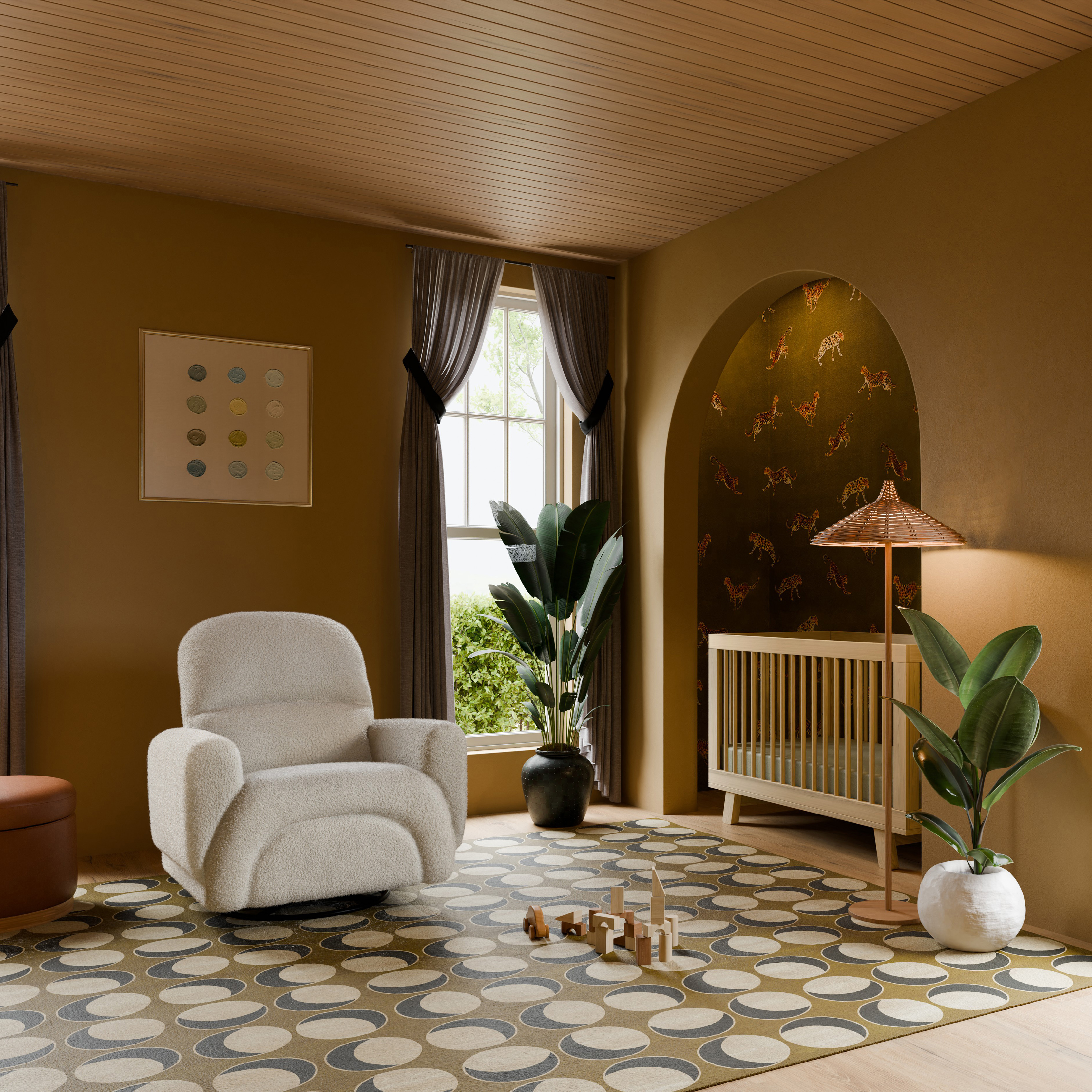 babyletto Rainbow Recliner and Swivel Glider - Almond Teddy Loop.