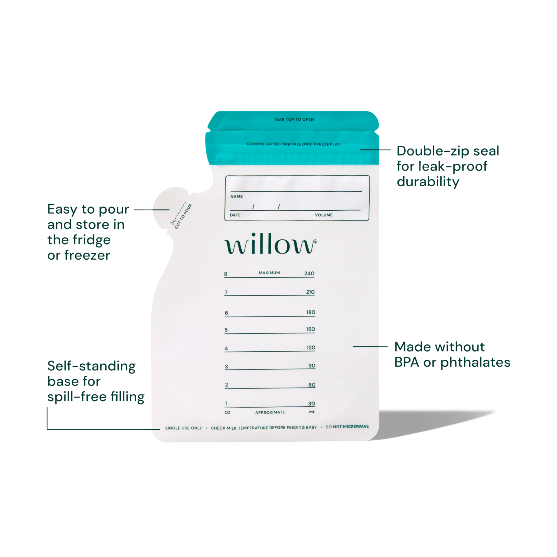 Willow Breast Milk Storage Bags.