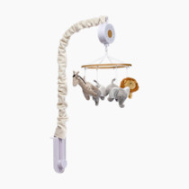 Lambs & Ivy Jungle Adventure Elephant/Lion Musical Baby Crib Mobile Soother Toy