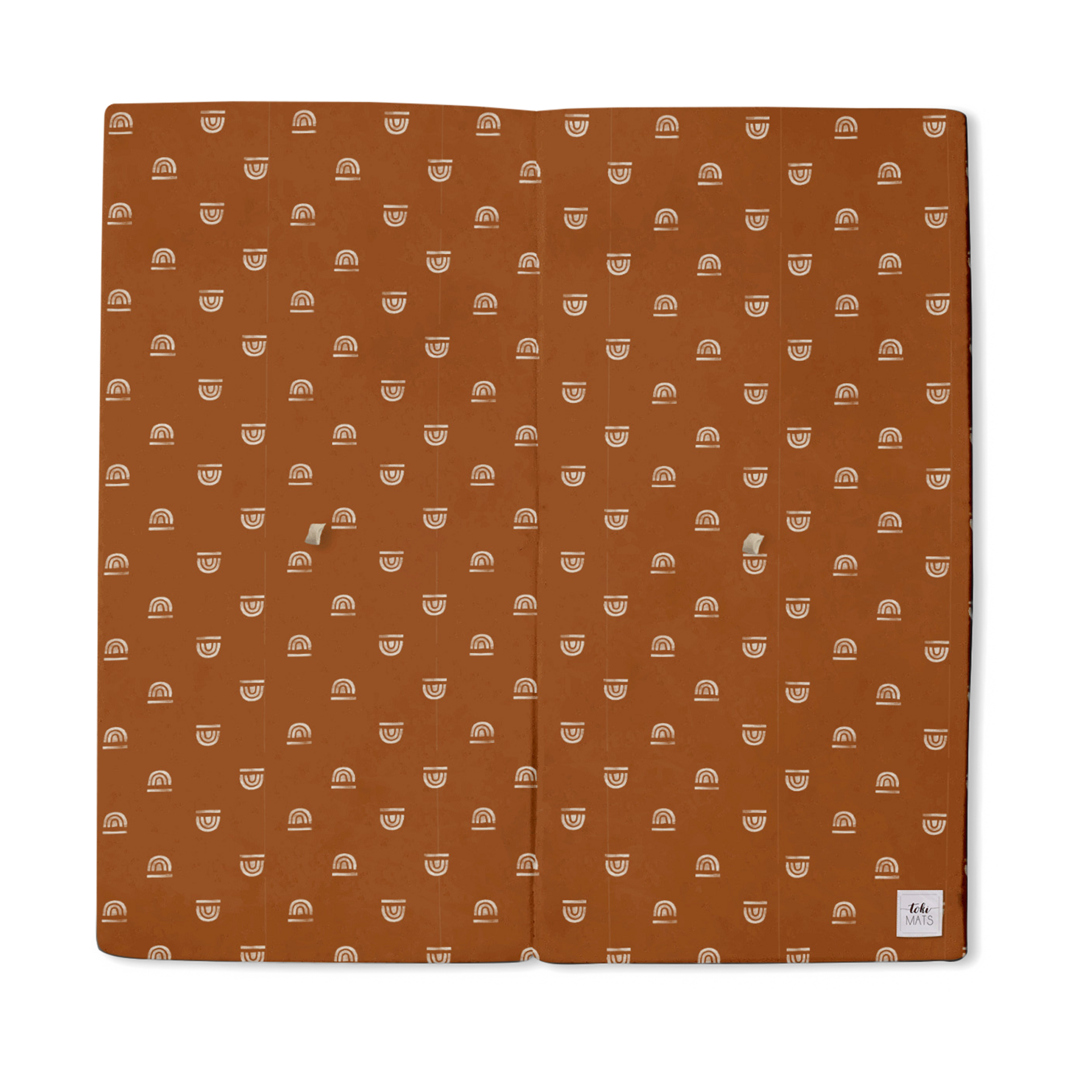 Toki Mats Standard Padded Play Mat Rainbow Stamp In Rust,