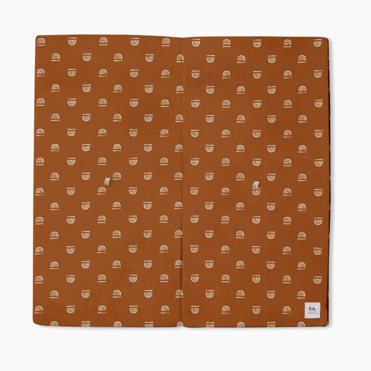 Toki Kids Standard Organic Cotton Play Mat - Rainbow Stamp In Rust.