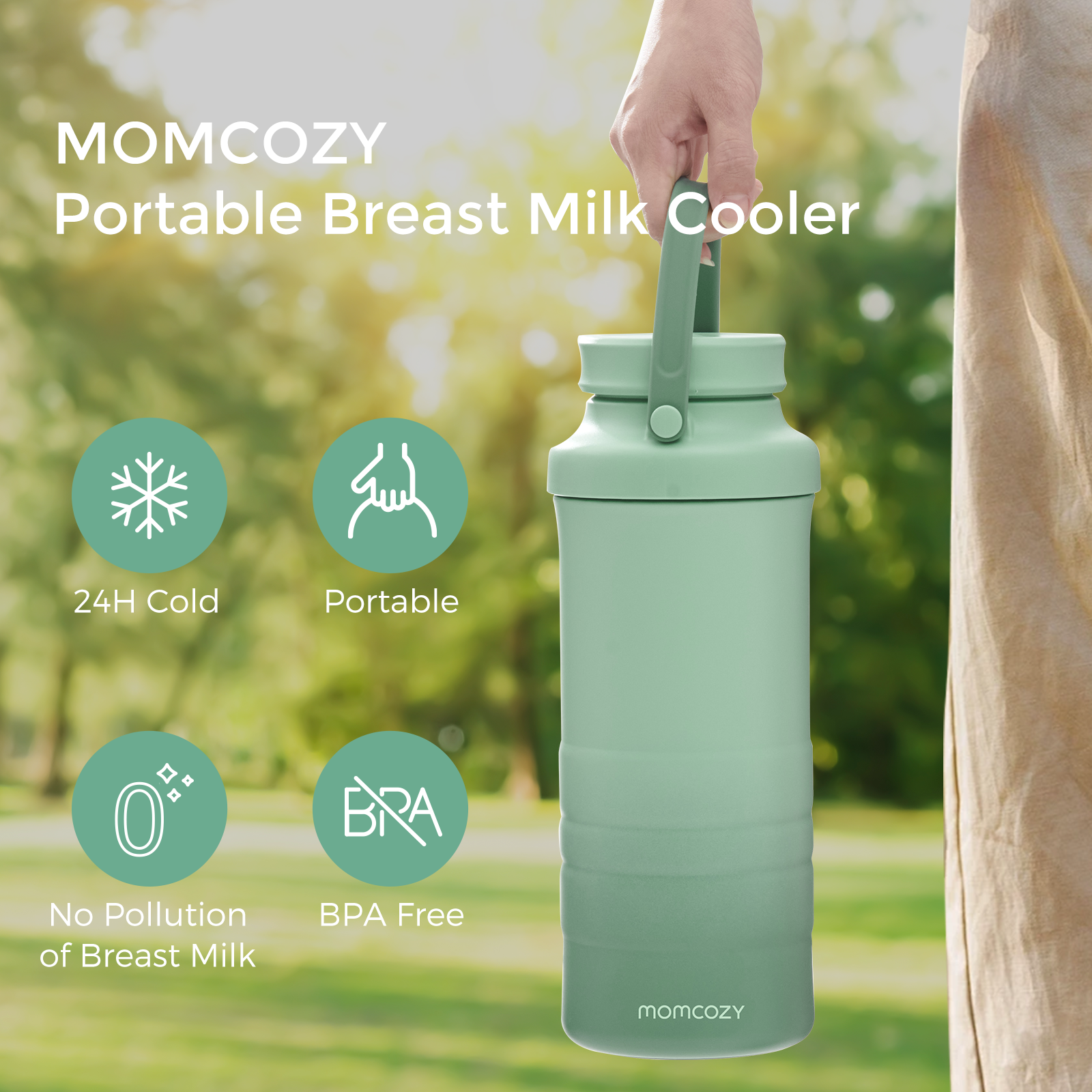Momcozy Portable Breast Milk Cooler - Green.