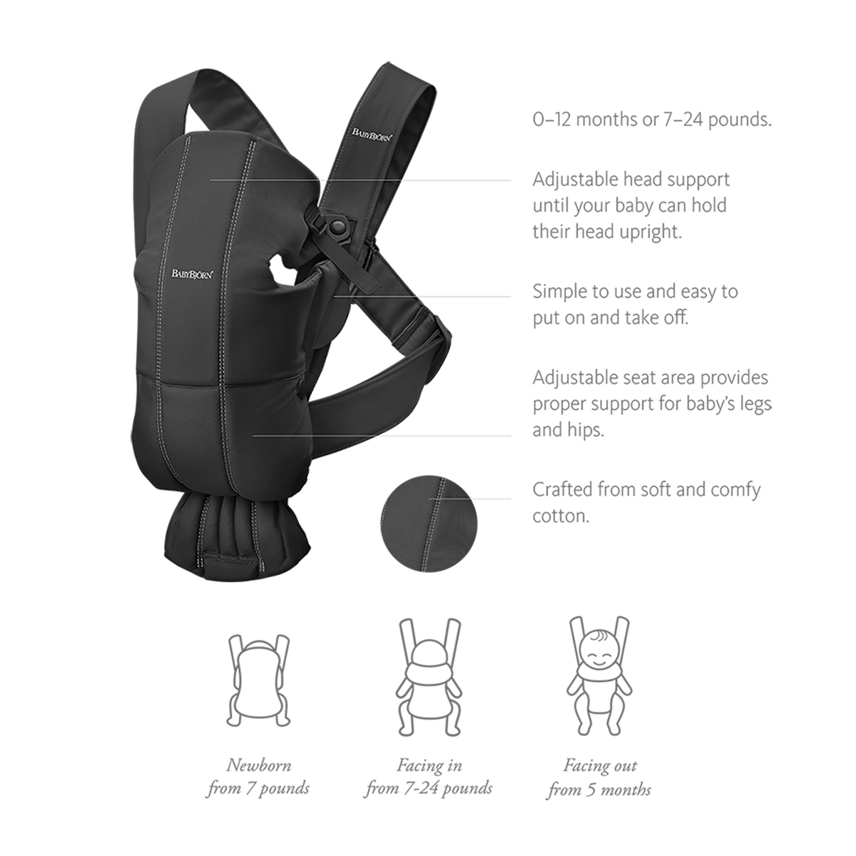 Babybjörn Baby Carrier Mini Dusty Pink Cotton Babylist Shop