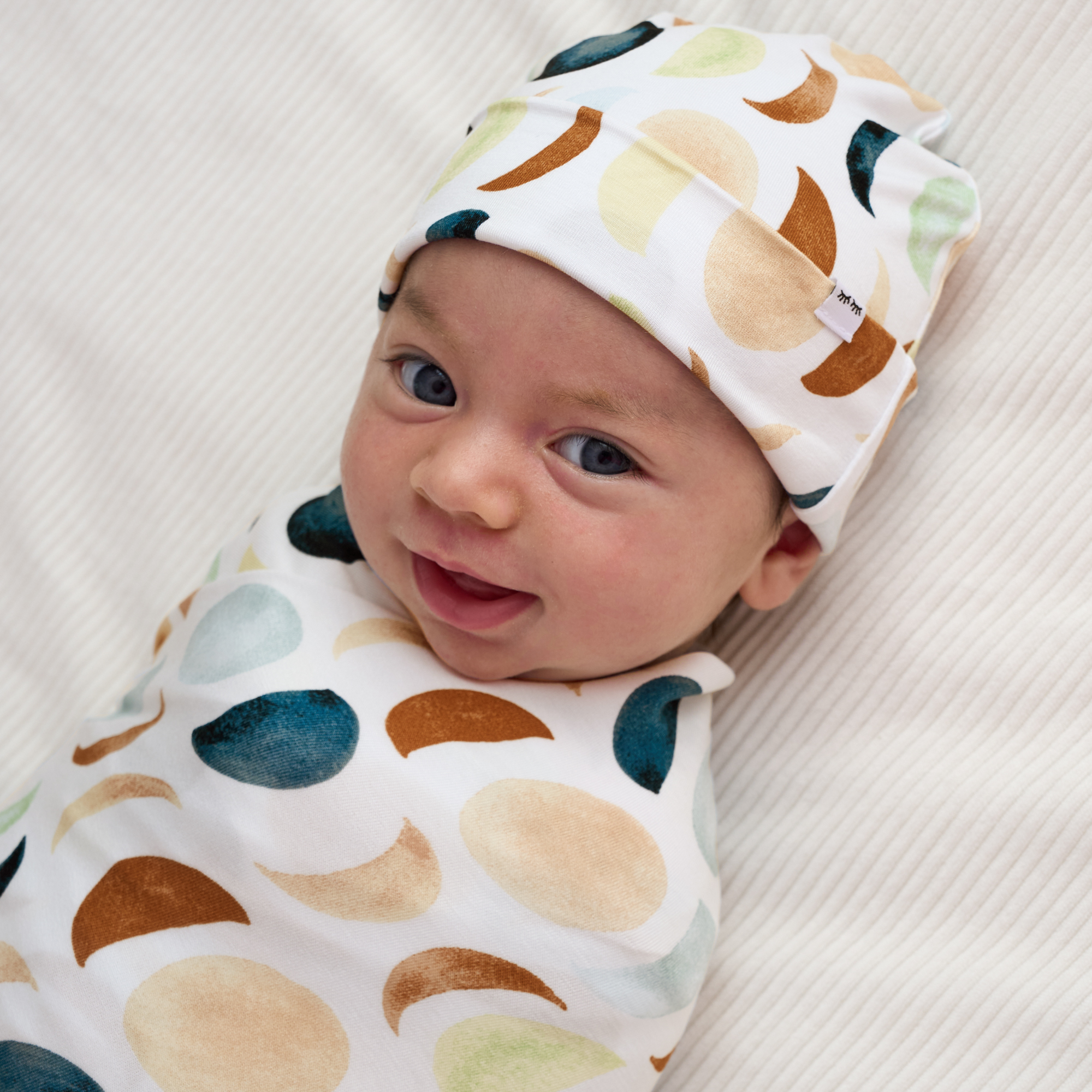 Little Sleepies Swaddle & Infant Beanie Set - Luna, One Size.
