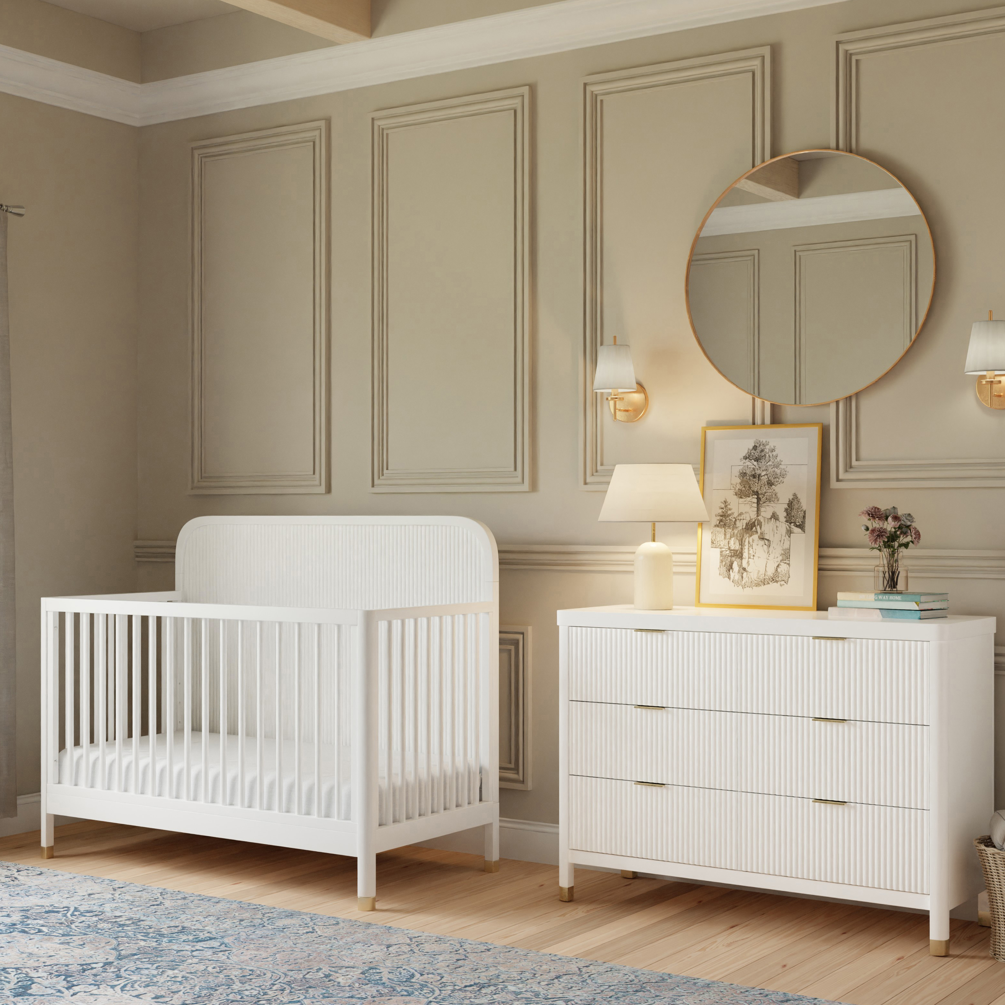 Namesake Brimsley Tambour 4-in-1 Convertible Crib - Warm White.