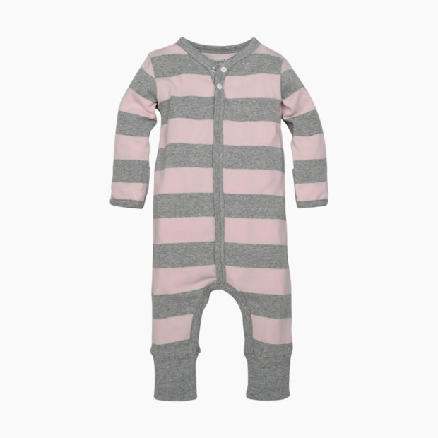 Burt's Bees Baby Organic Convertible Cuff Overall - Blossom Rugby Stripe, Newborn.