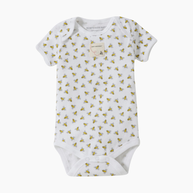 Burt's Bees Baby Organic Short Sleeve Bodysuit (5 Pack) - Sunshine, 0-3 Months.