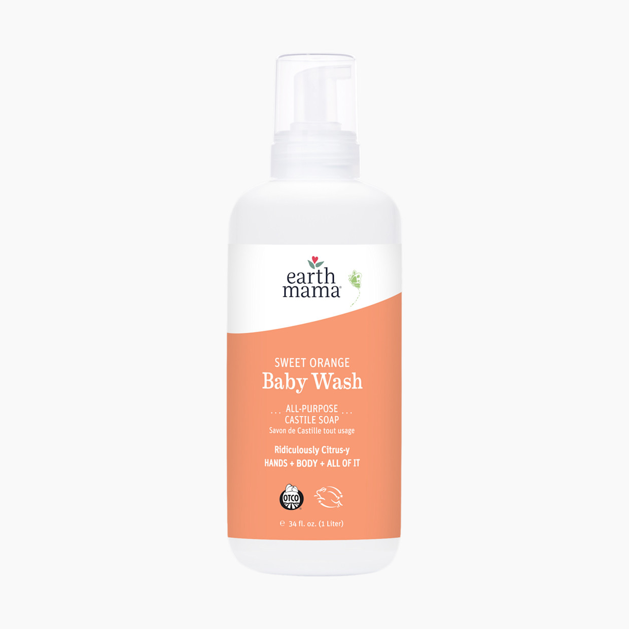 Earth Mama Baby Wash - Sweet Orange, 34 Fl Oz.