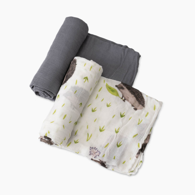 Little Unicorn Deluxe Muslin Swaddle Blanket Set - Charcoal Hedgehog, 2.