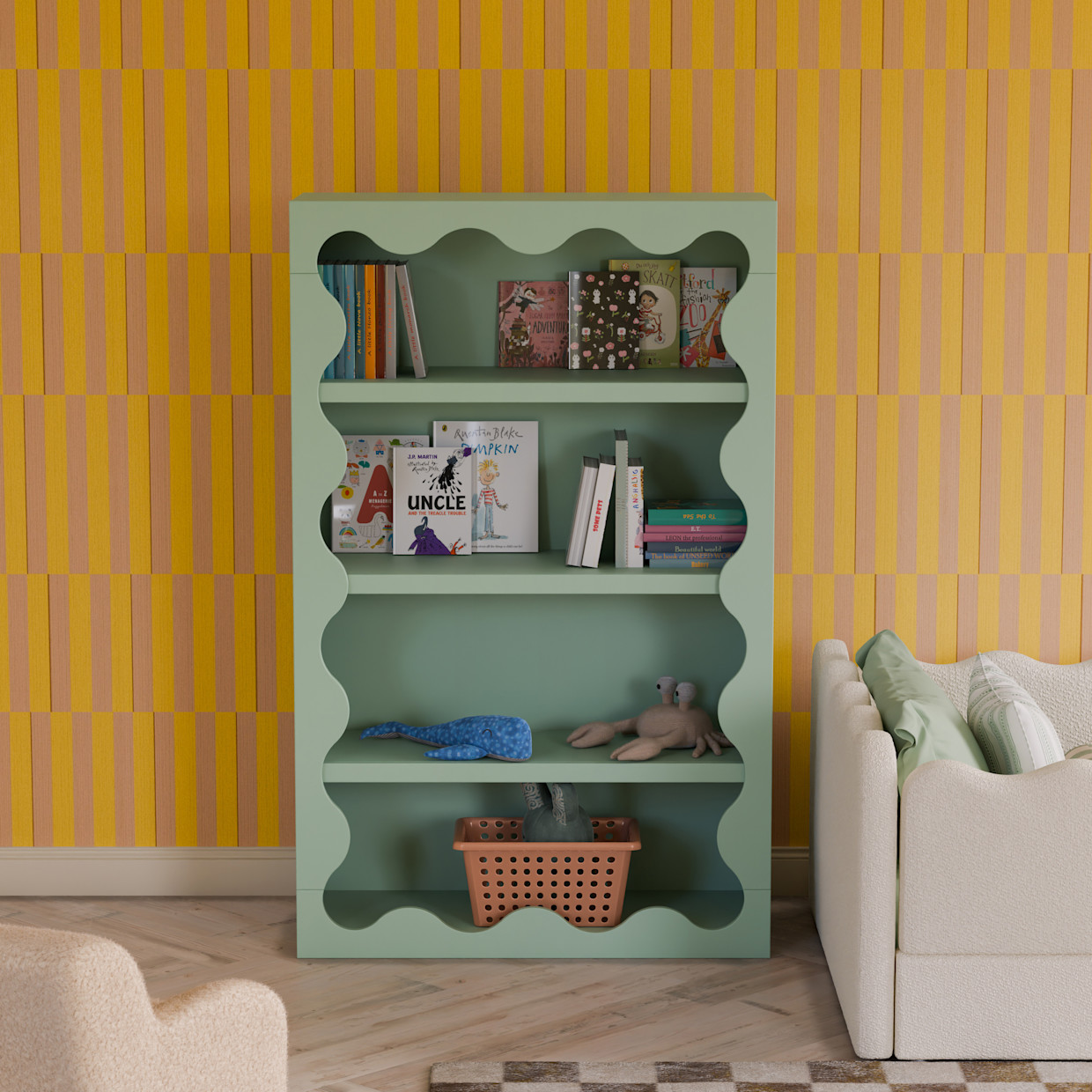 babyletto Lido Wave Bookcase - Light Sage.