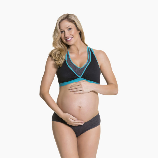 Cake Maternity Lotus Yoga and Hands Free Pumping Bra - Teal, X-Small.
