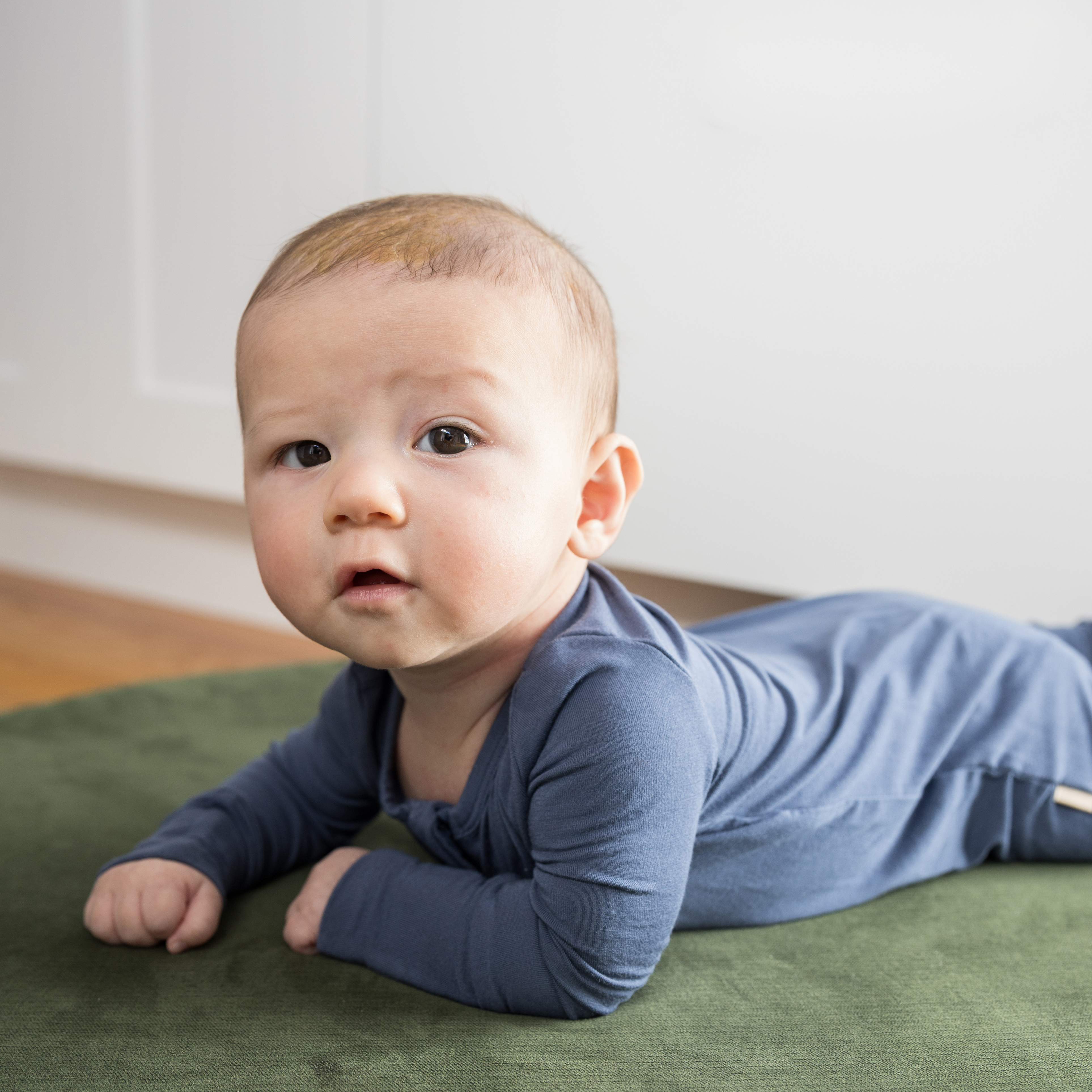 Tiny Kind Bamboo Viscose Convertible Solid Footie - Navy, 0-3 M.