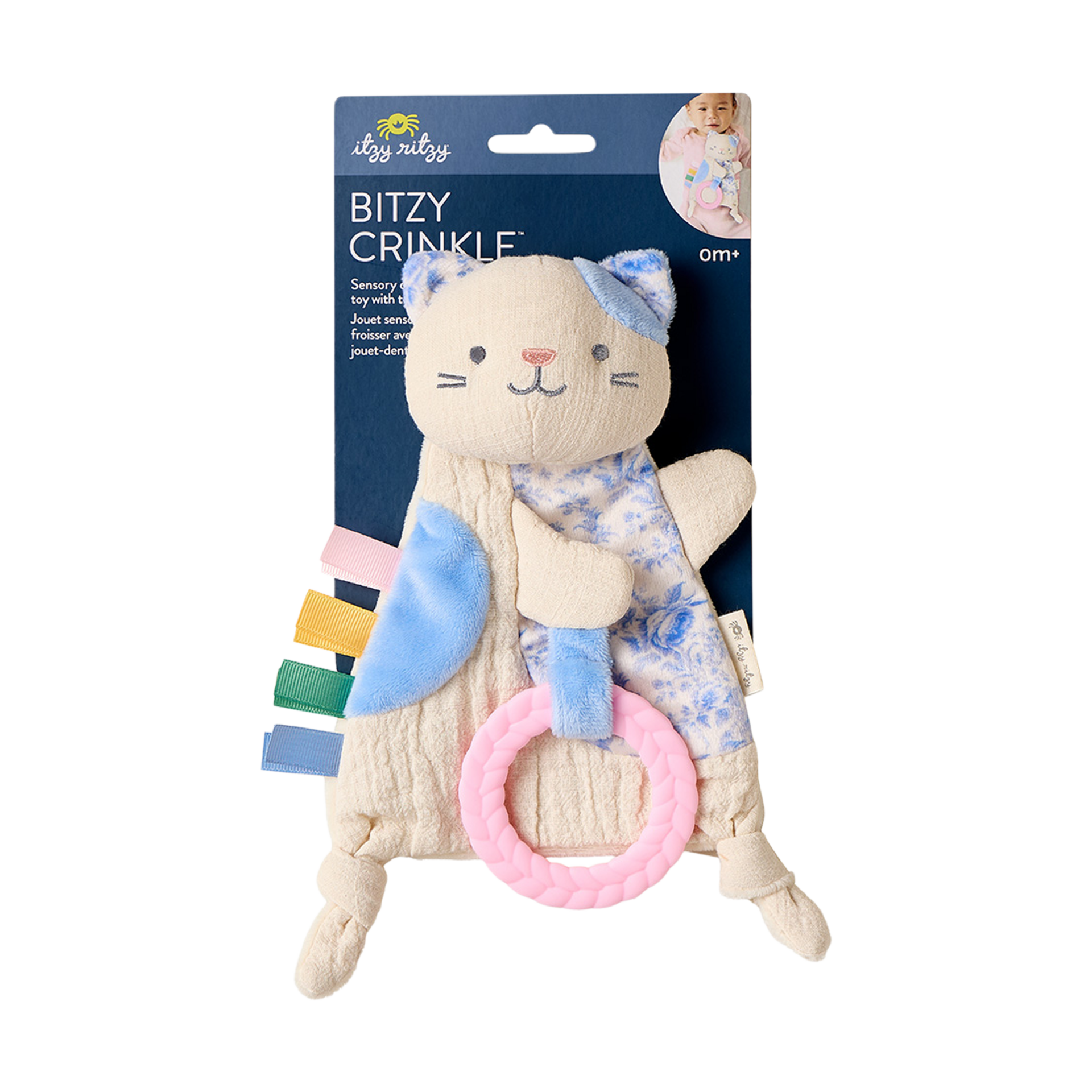 Itzy Ritzy Bitzy Crinkle Sensory Crinkle Toy with Teether - Kitty.