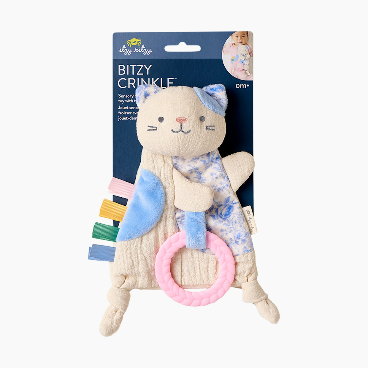 Itzy Ritzy Bitzy Crinkle Sensory Crinkle Toy with Teether - Kitty.