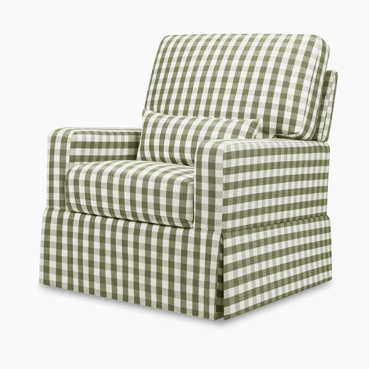 Namesake Crawford Pillowback Comfort Swivel Glider - Moss Green Gingham.