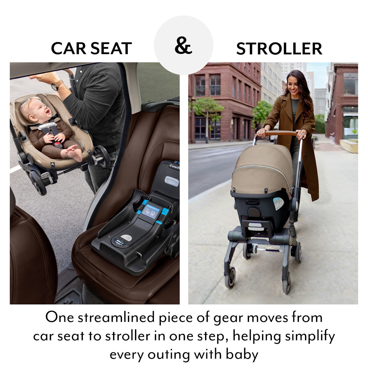 Evenflo Gold Shyft DualRide Infant Car Seat Stroller Combo w Carryall Storage & Extended Canopy - Jasper With Green & Gentle Fabric.