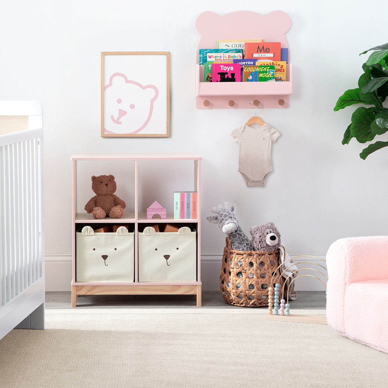 Delta Children babyGap Brannan Bear Bookcase with Bins - Blush.