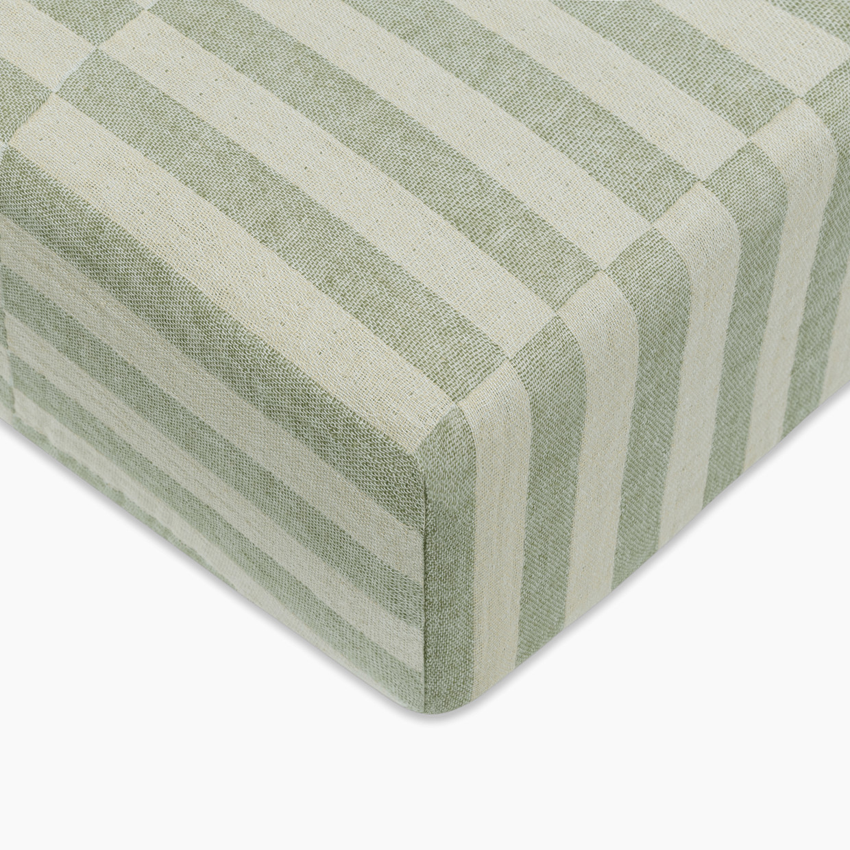 babyletto Crib Sheet in GOTS Certified Organic Muslin Cotton - Moss Stripe.