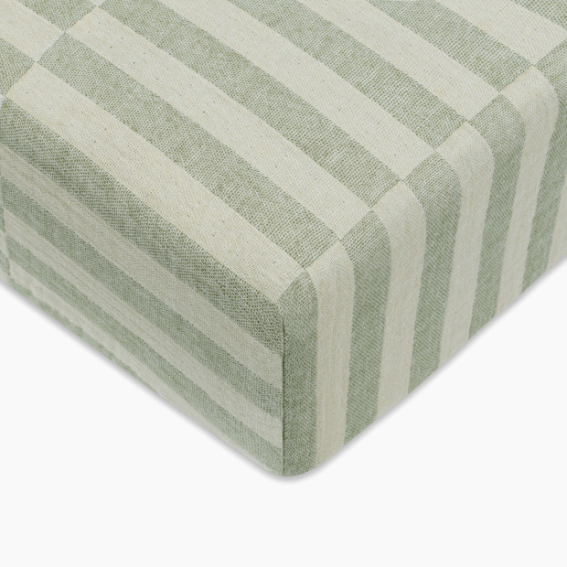 babyletto Crib Sheet in GOTS Certified Organic Muslin Cotton - Moss Stripe.