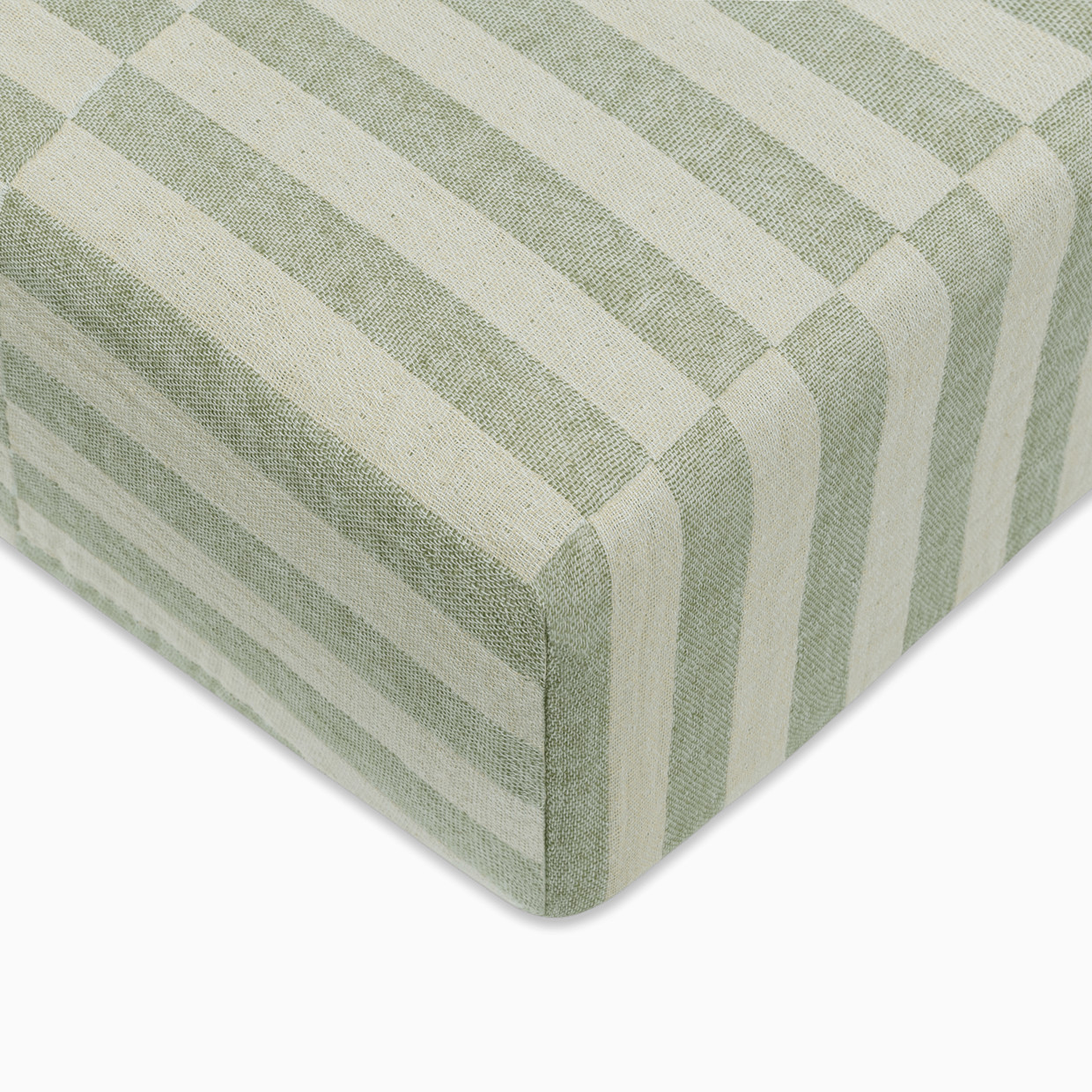 babyletto Crib Sheet in GOTS Certified Organic Muslin Cotton - Moss Stripe.
