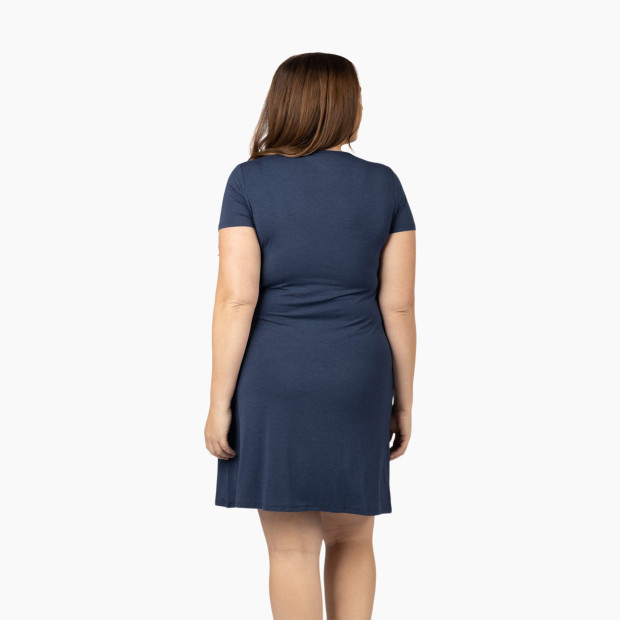 Kindred Bravely Eleanora Ultra Soft Bamboo Maternity And Nursing Lounge Dress - Navy Heather, Small.