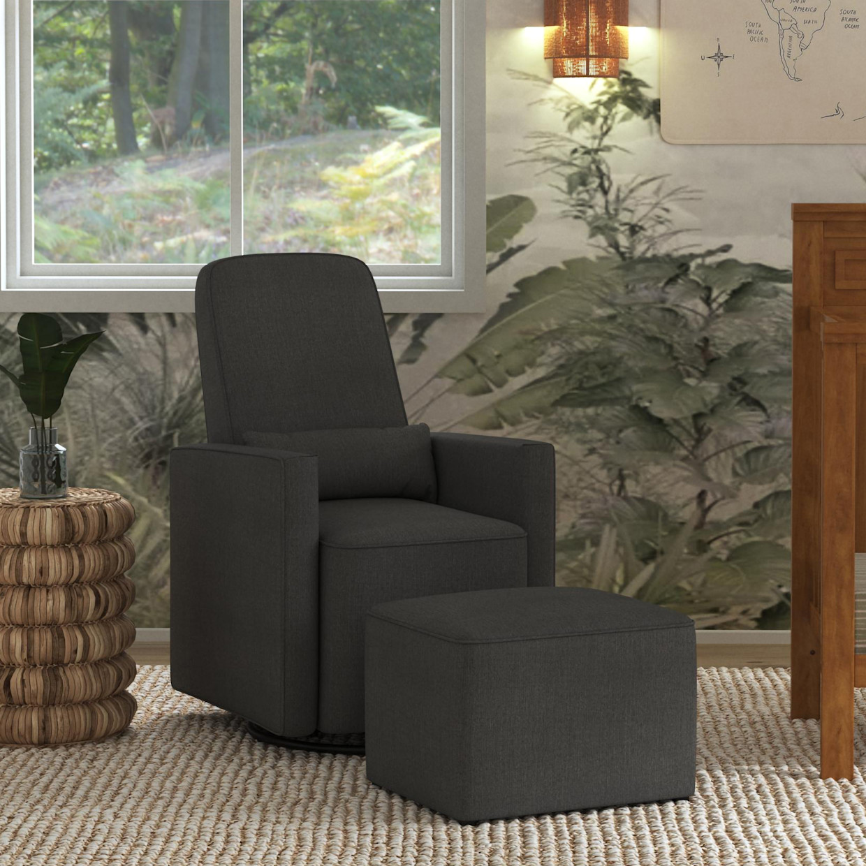 daVinci Olive Glider and Ottoman - Dark Grey.
