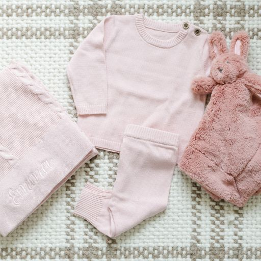 Saranoni Heirloom Cotton Knit Set Pink, 03 M Babylist Shop