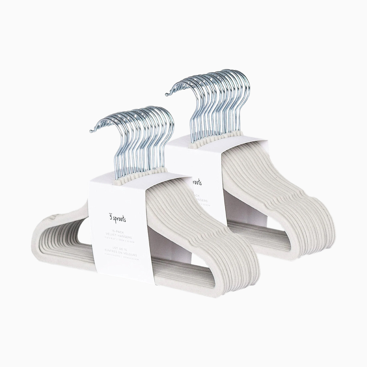 3 Sprouts Velvet Hanger - Grey, 30.