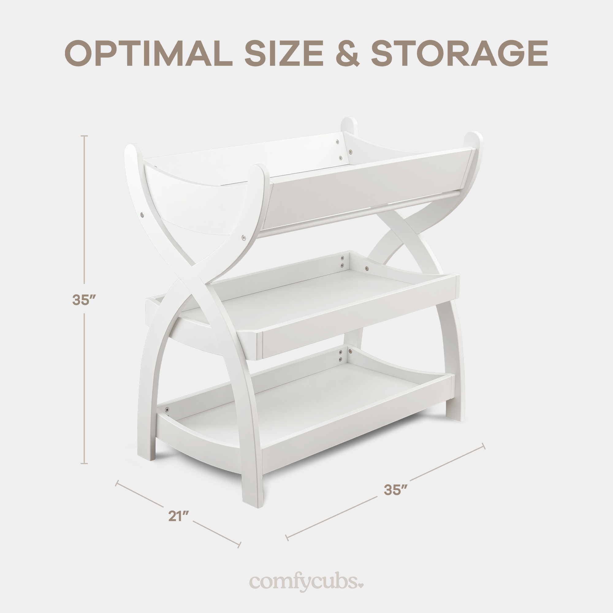 Comfy Cubs Changing Table with Two Open Shelves - White.